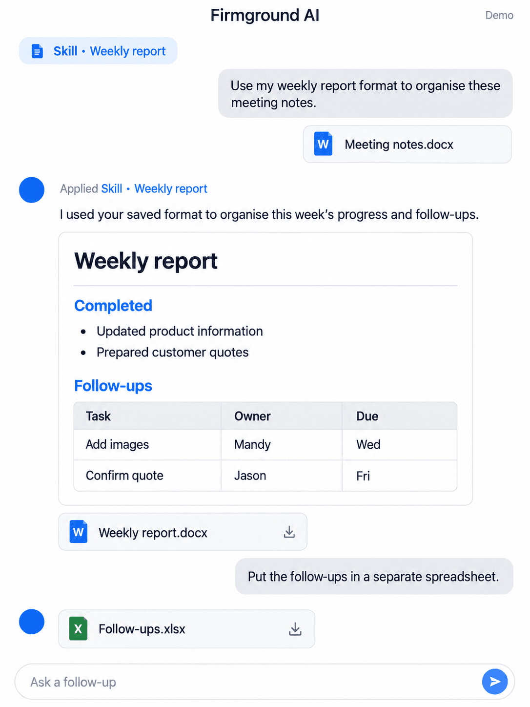 Saved tasks